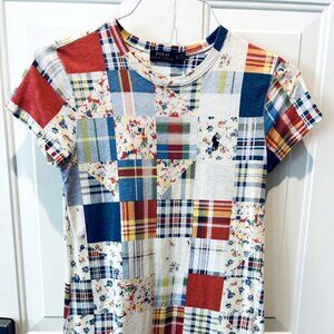 Polo Ralph Lauren Shirt Dress XS Beachy Preppy Patchwork Floral Plaid 2020 EUC